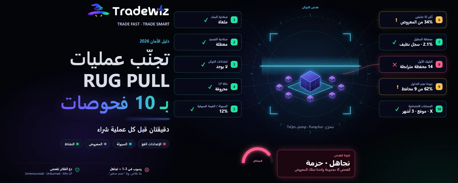 كيف تتجنب عمليات rug pull على Solana: 10 فحوصات قبل الشراء